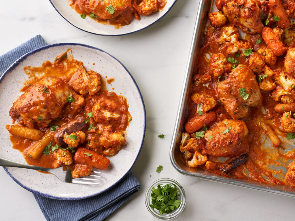 Smaller image of prepared Sheet Pan Indian Butter Chicken recipe