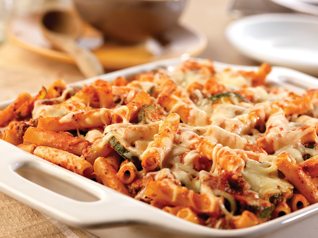 Image of prepared 3-Cheese Mostaccioli Bolognese