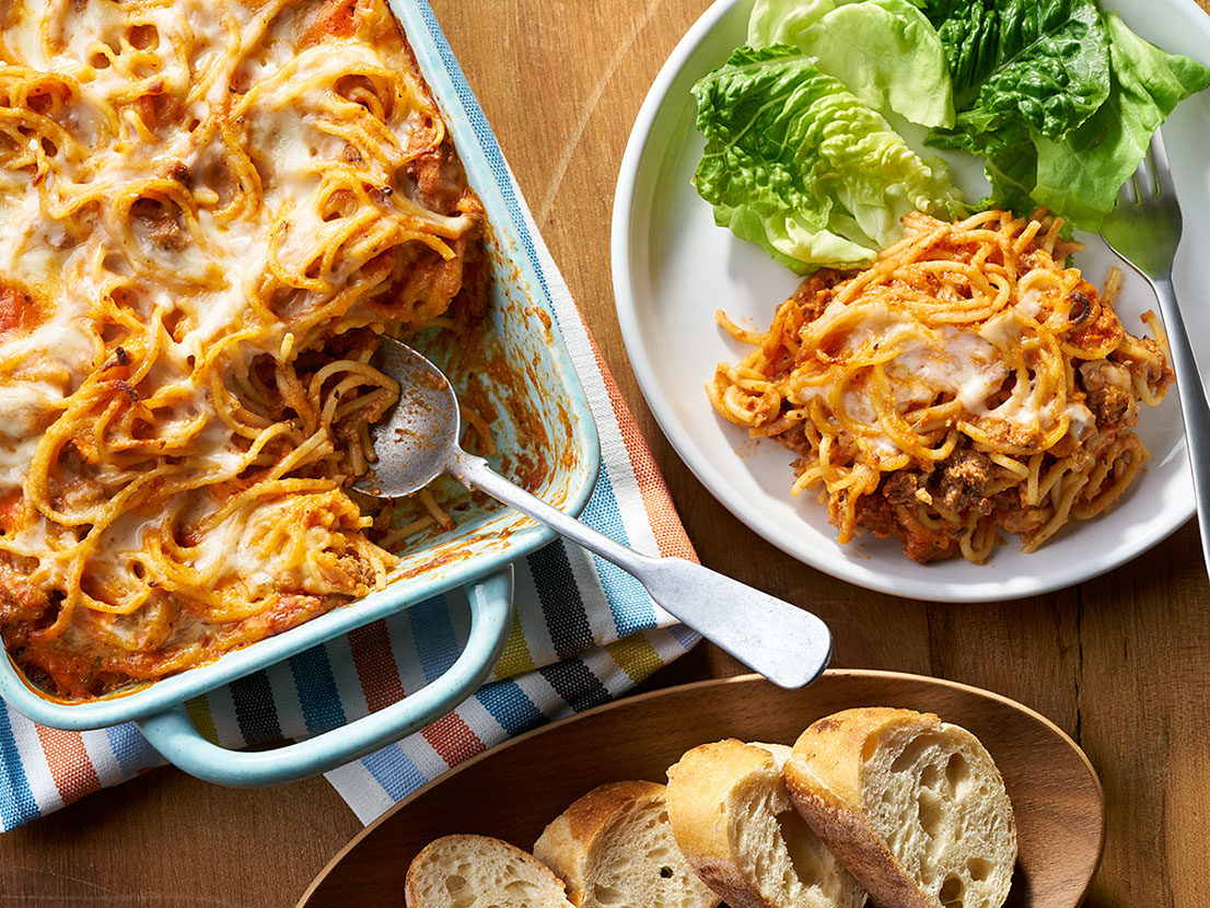 Image of prepared Crowd-Pleasing Meatball & Spaghetti Bake