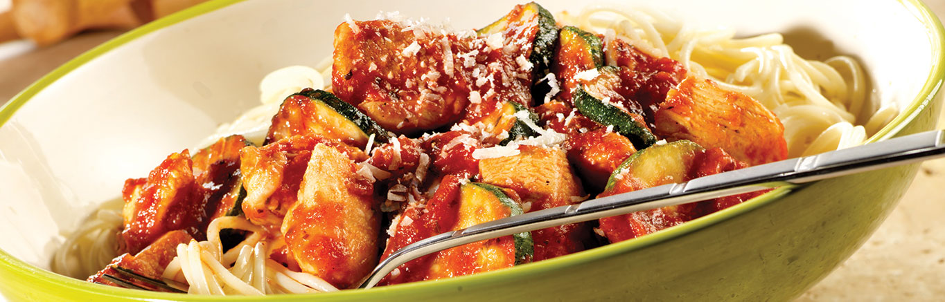 Image of prepared Spaghetti with Chunky Chicken-Vegetable Sauce recipe