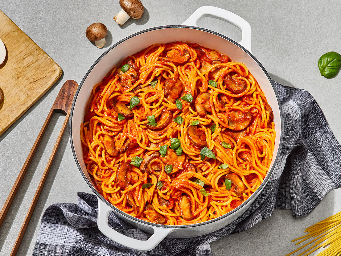 Image of prepared One Pot Mushroom Spaghetti