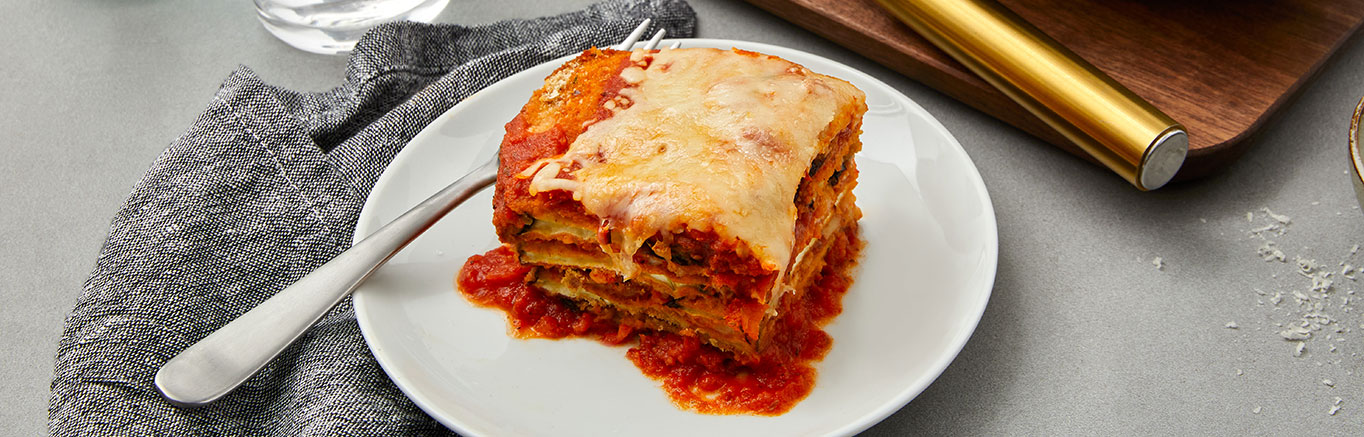 Serving of Easy Oven-Baked Eggplant Parmesan recipe made with Prego® pasta sauce