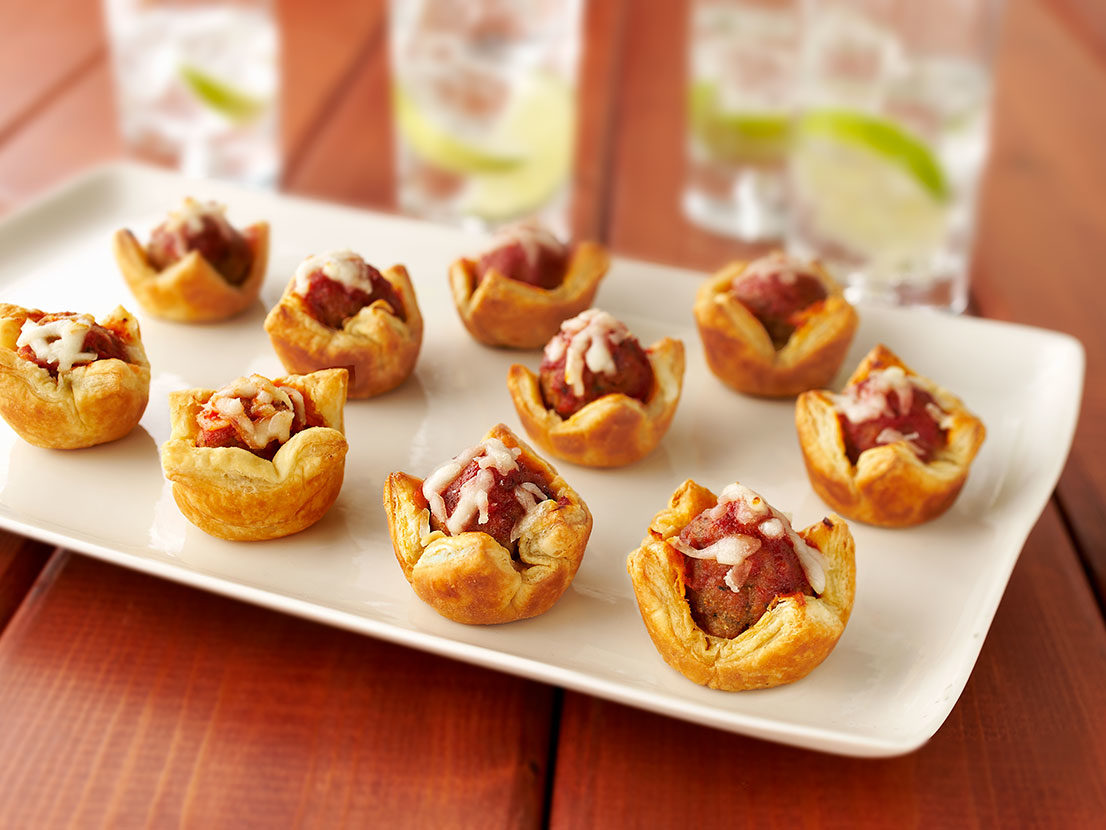 Image of prepared Puff Pastry Meatball Marinara Tartlets recipe
