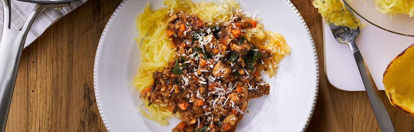 Image of prepared Spaghetti Squash Bolognese recipe