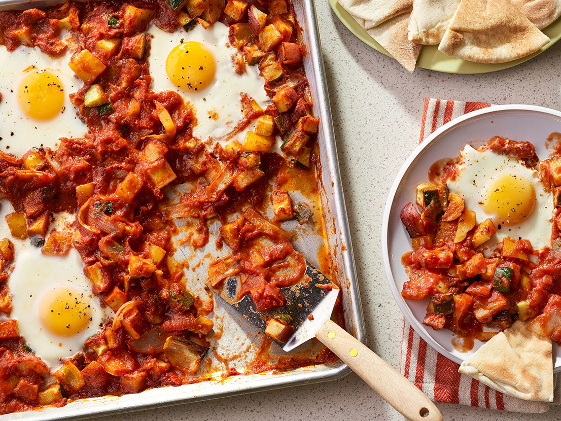 Image of prepared Sheet Pan Shakshuka