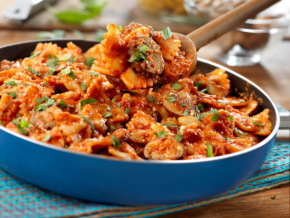 Image of prepared Creamy Vodka Bowties with Mushrooms