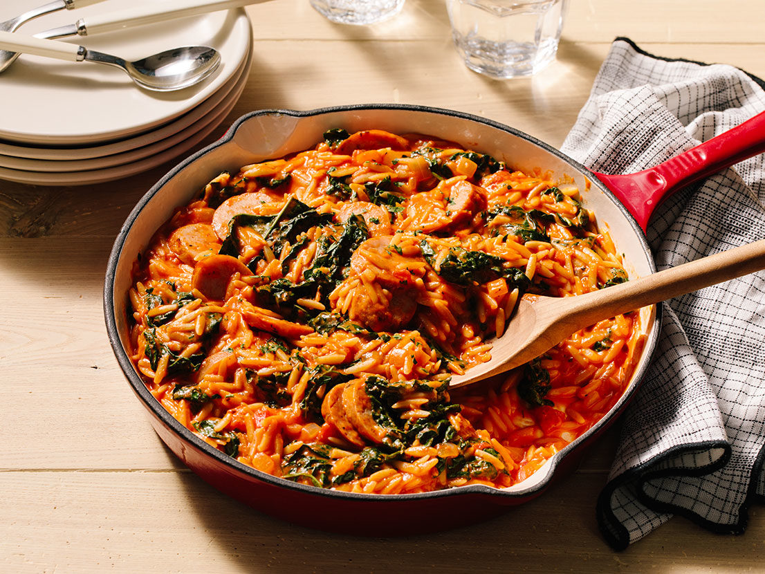 Image of prepared One Pot Chicken Sausage & Orzo