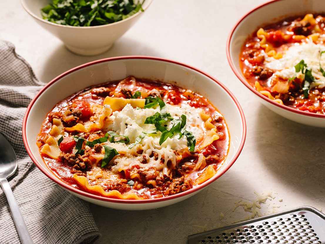 Image of prepared One Pot Lasagna Soup