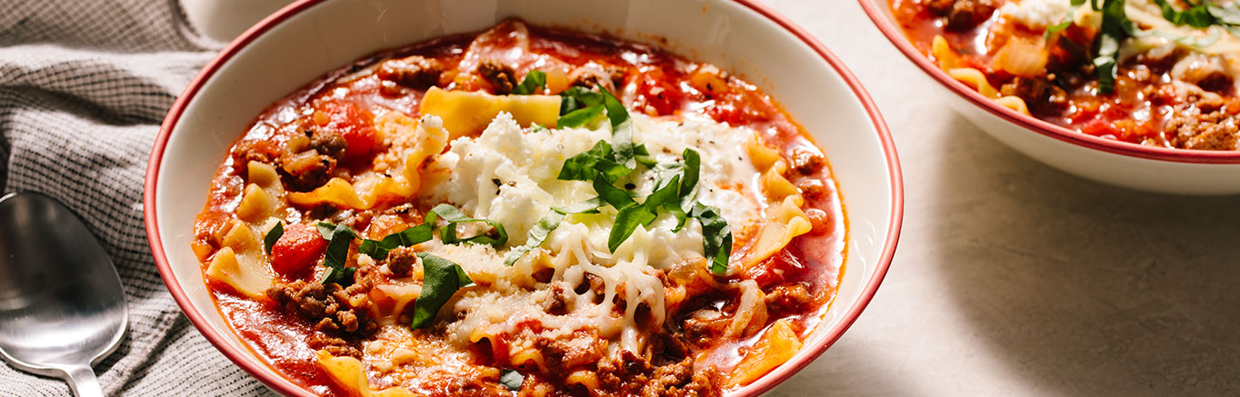 Image of prepared One Pot Lasagna Soup